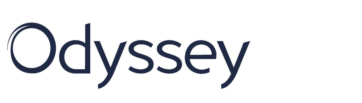 Odyssey logo in dark blue.